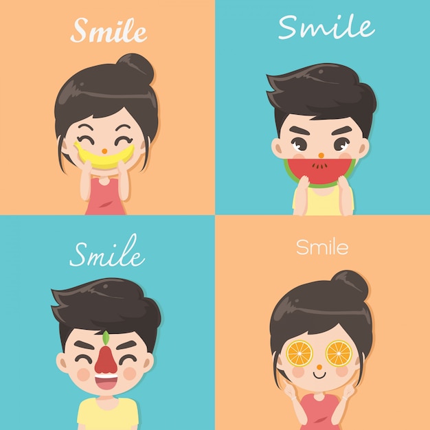 Vibrant Collection of Smiling Faces in Colorful Cartoon Illustrations ...