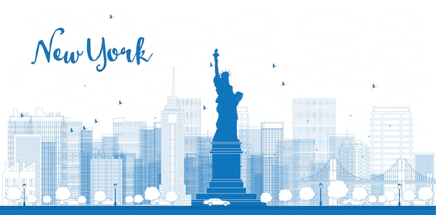 Iconic Skyline of New York City with Statue of Liberty | Jiffy Designs