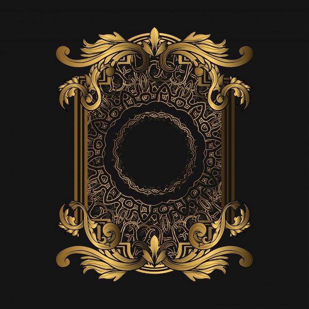 Ornate Golden Frame with Intricate Black Floral Patterns | Jiffy Designs