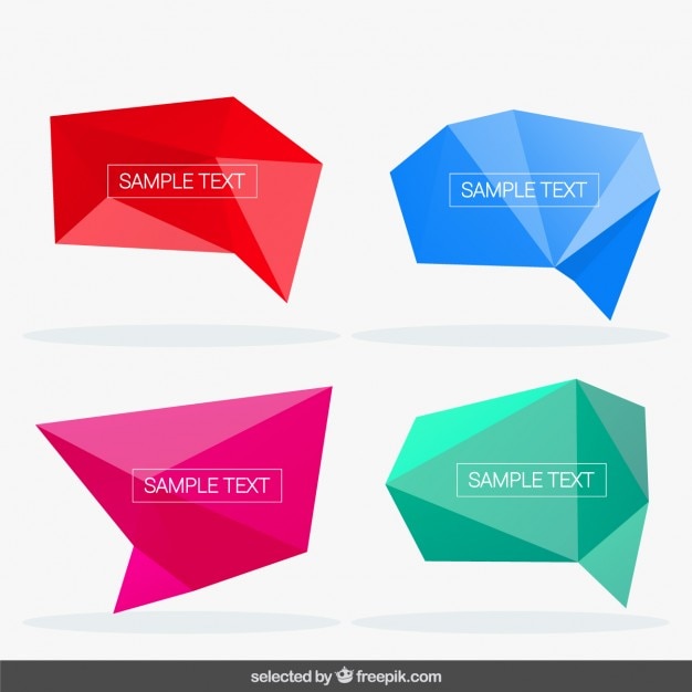 Vibrant Geometric Speech Bubble Graphics with Sample Text Overlay ...