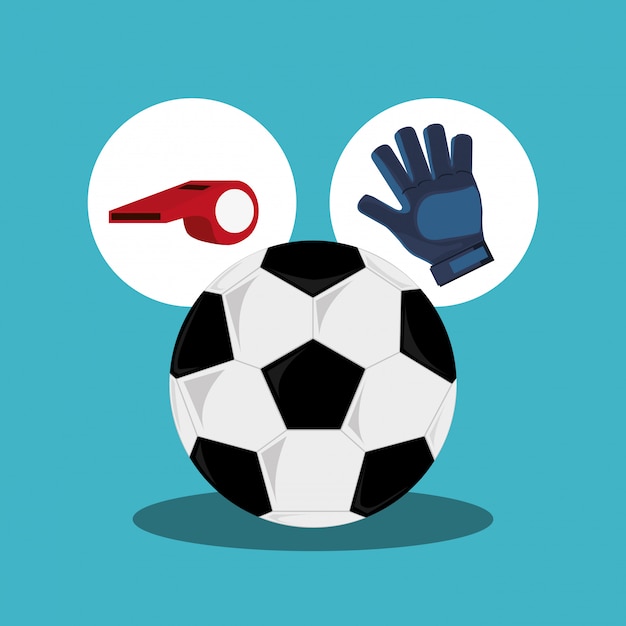 Iconic Soccer Ball with Whistle and Glove Symbols | Jiffy Designs