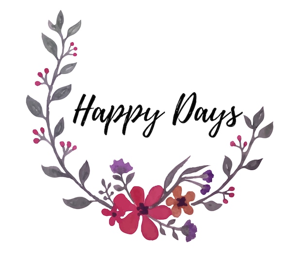 Vibrant Floral Wreath with 'Happy Days' Text | Jiffy Designs