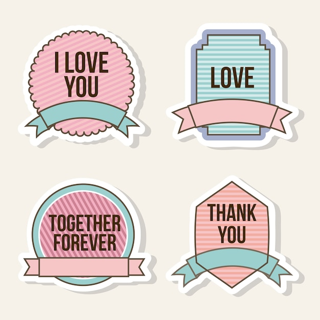 Romantic Badges and Ribbons with Loving Messages Collection | Jiffy Designs