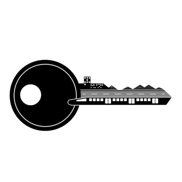 Sleek Black and White Minimalist Key Illustration | Jiffy Designs