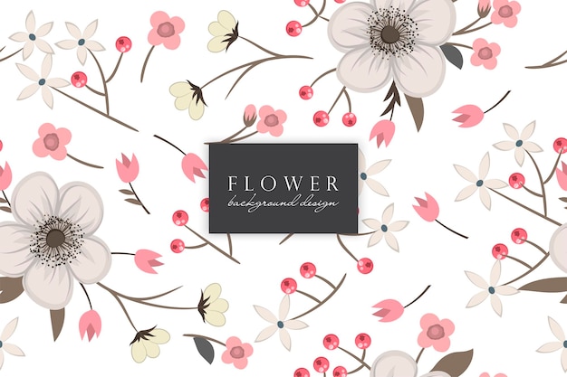 Delicate Floral Pattern with Blooming Flowers and Berries | Jiffy Designs