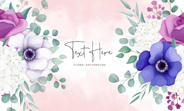 Elegant Floral Background with Purple and White Anemones | Jiffy Designs