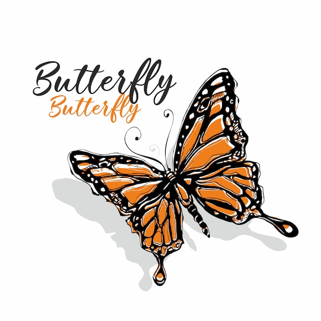 Vibrant Monarch Butterfly with Calligraphic Text Illustration | Jiffy ...