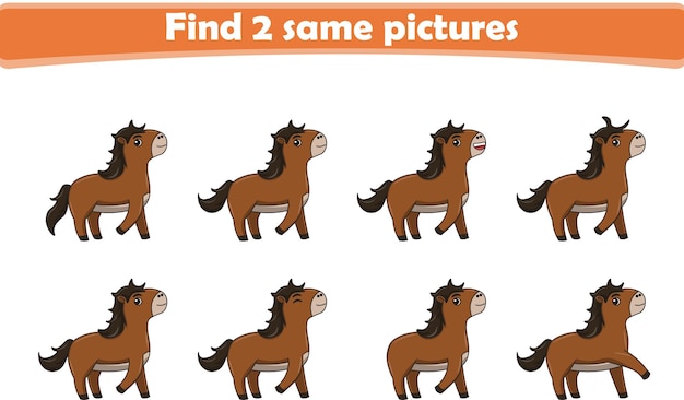 Adorable Cartoon Horses in a Matching Game | Jiffy Designs