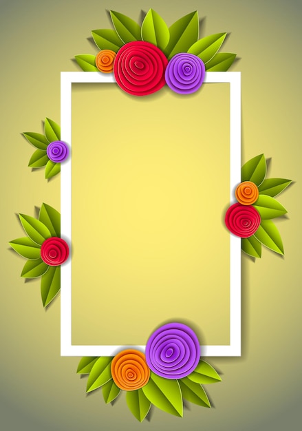 Vibrant Floral Frame with Colorful Paper Roses and Leaves | Jiffy Designs