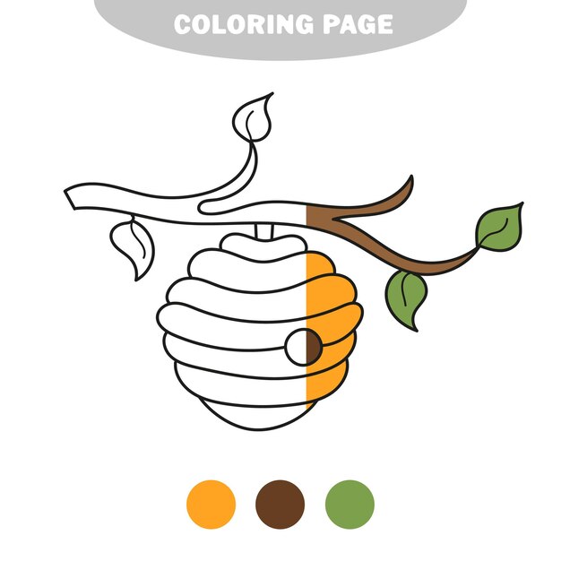 Vibrant Beehive Coloring Page with Leaf Accents | Jiffy Designs
