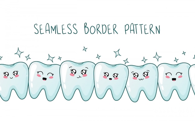Adorable Smiling Teeth Border Pattern for Dental Care | Jiffy Designs