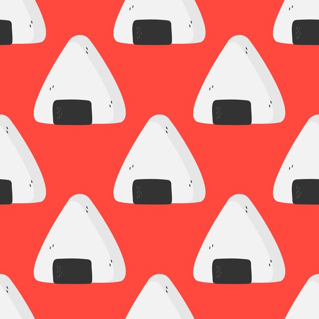 Minimalist Japanese Rice Ball Pattern on Vibrant Red | Jiffy Designs