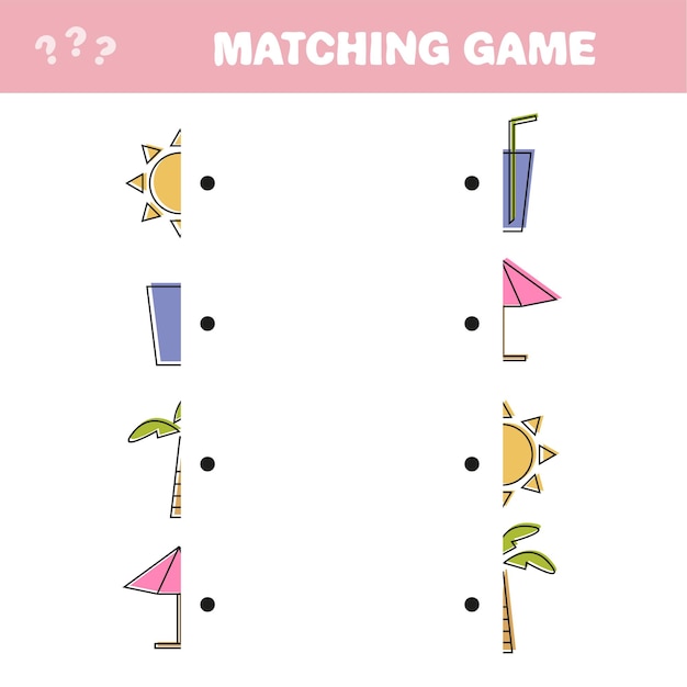 Vibrant Summer Icons Matching Game | Jiffy Designs