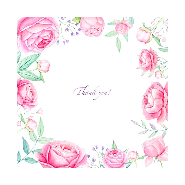 Elegant Floral Frame with Pink Roses and Greenery | Jiffy Designs