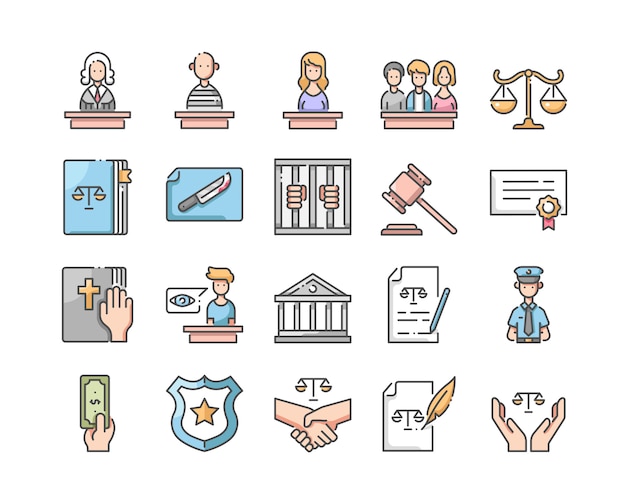Diverse Icons Depicting the Legal System and Justice | Jiffy Designs