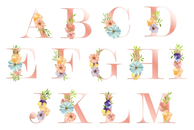 Vibrant Floral Alphabet with Pastel Blooms and Greenery | Jiffy Designs