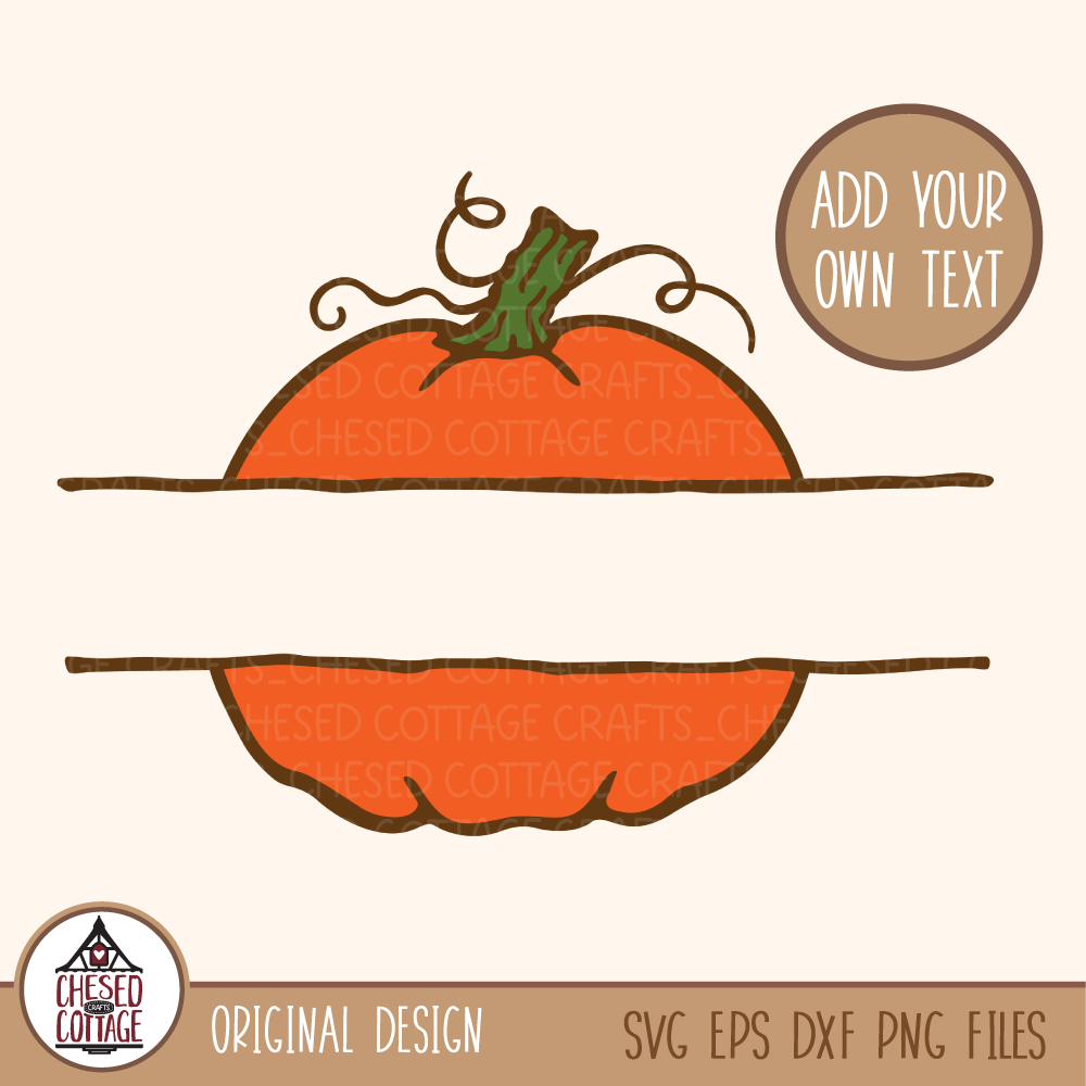 Pumpkin Split Design with Curly Stem and Rustic Lines | Jiffy Designs
