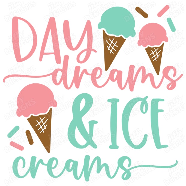 'Day Dreams & Ice Creams' Whimsical Pastel Typography with Sweet Treat ...