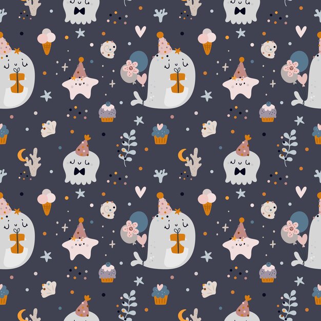 Whimsical Celestial Creatures Adorning a Starry Night Sky | Jiffy Designs