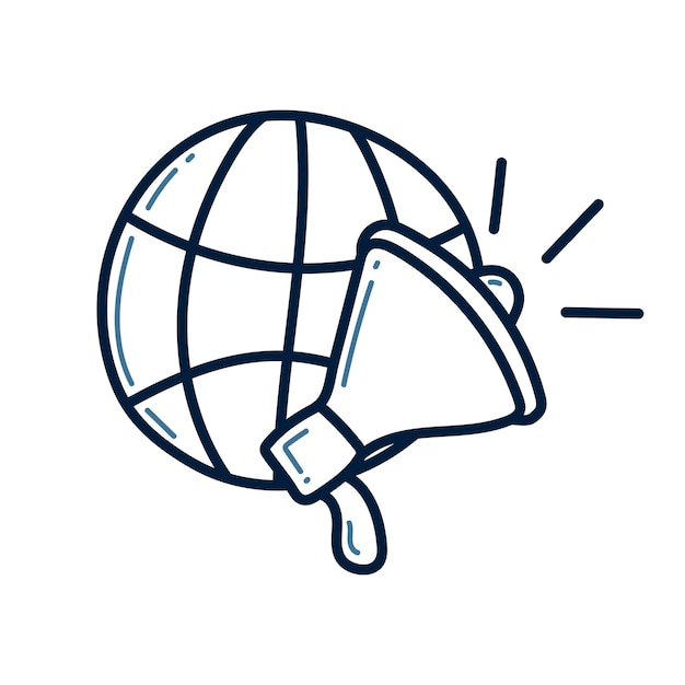 Megaphone Projecting from Global Sphere Graphic | Jiffy Designs
