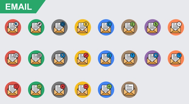 Colorful Email Icons with Varied Symbols and Designs | Jiffy Designs
