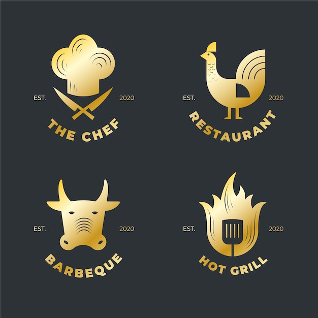 Elegant Gold Emblem Collection Celebrating Culinary Delights | Jiffy ...