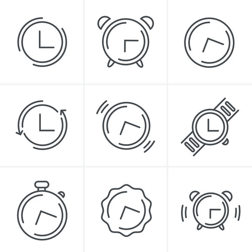 Time Clock Line Icons Set Design | Jiffy Designs
