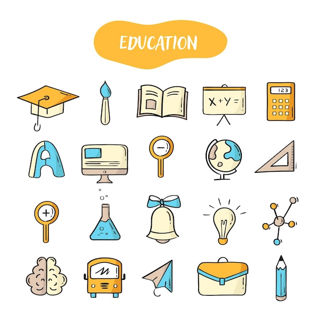 Vibrant Icons Representing the Diverse Elements of Education | Jiffy ...