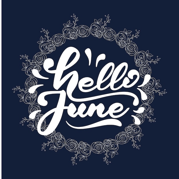 Elegant Floral Framed 'Hello June' Typography | Jiffy Designs