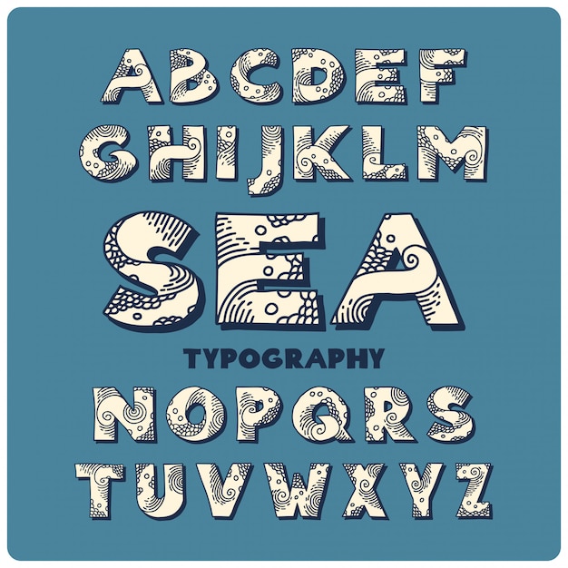 Whimsical Nautical-Inspired Alphabet with Playful Wave Patterns | Jiffy ...