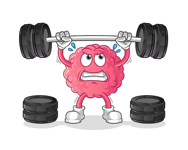 Determined Brain Character Lifting Weights with Effort | Jiffy Designs
