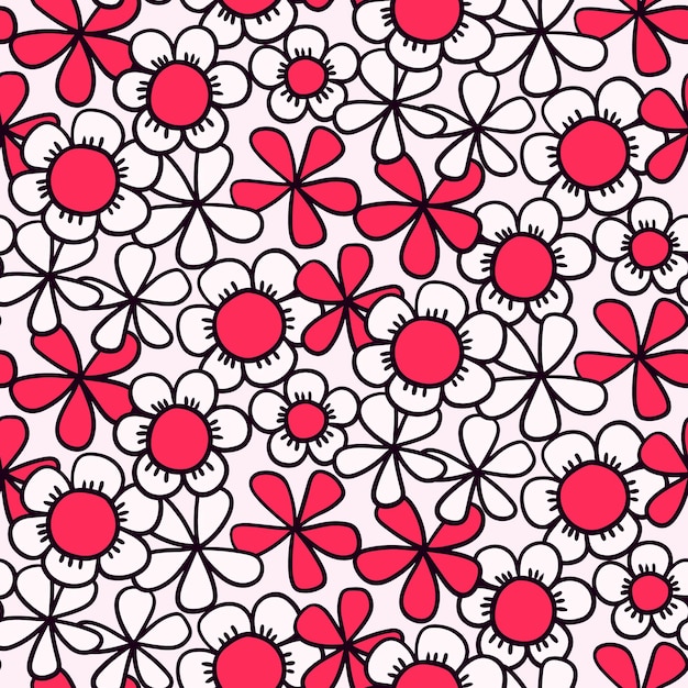 Vibrant Floral Pattern with Bold Red and White Blooms | Jiffy Designs