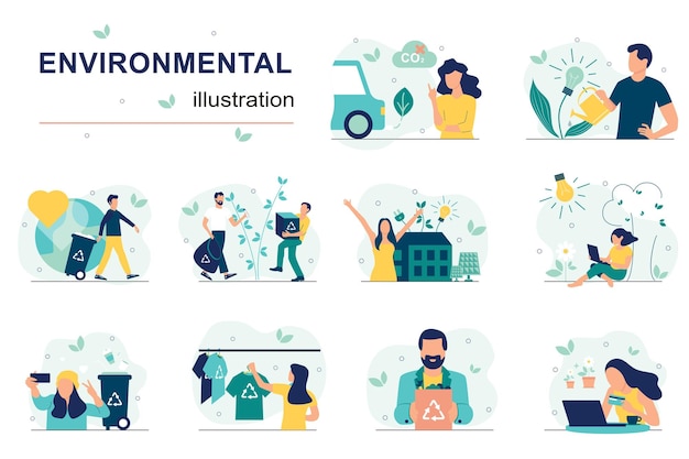 Diverse Collection of Environmental Illustrations Promoting ...