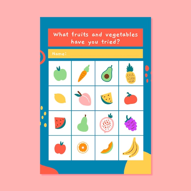 Vibrant Fruit and Vegetable Collection in Grid Layout | Jiffy Designs