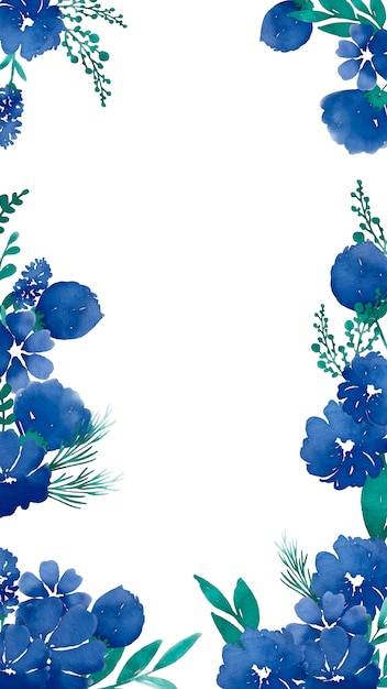 Blue Floral Frame with Delicate Wildflowers and Leaves | Jiffy Designs