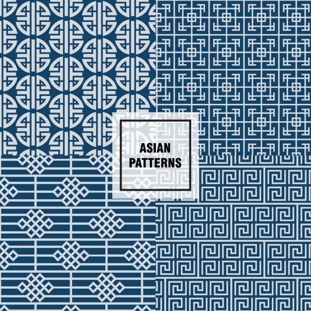 Indigo Blue Asian Pattern Tile Motif Collection | Jiffy Designs