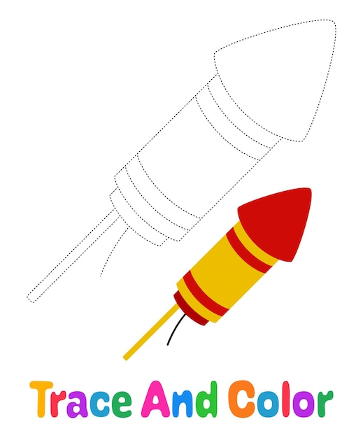 Vibrant Rocket Firework Illustration for Trace and Color | Jiffy Designs