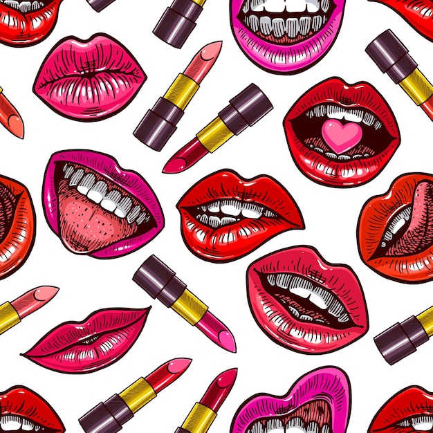 Vibrant Lips and Lipsticks: A Playful Makeup Pattern | Jiffy Designs