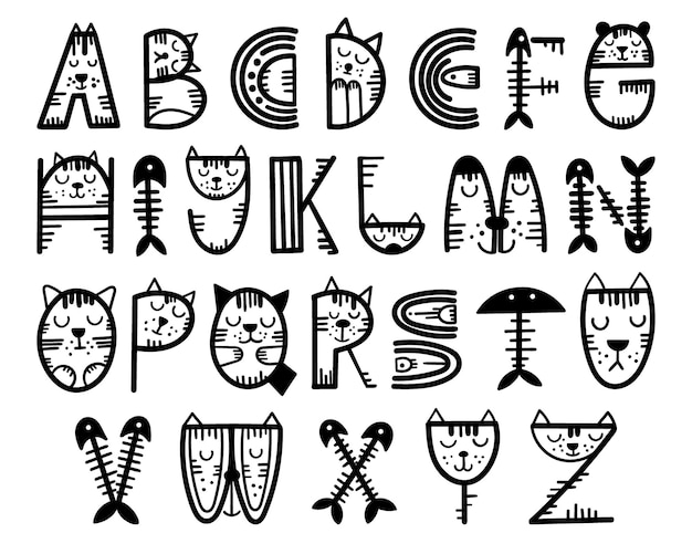 Playful Feline Alphabet: Whimsical Cat-Inspired Letters | Jiffy Designs