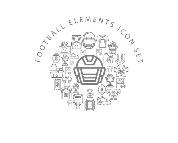 Comprehensive Football Gear and Equipment Collection Icon Set Jiffy