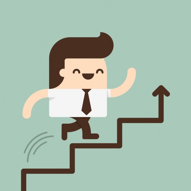 Businessman Climbing Upward Arrow Staircase Cartoon Illustration ...