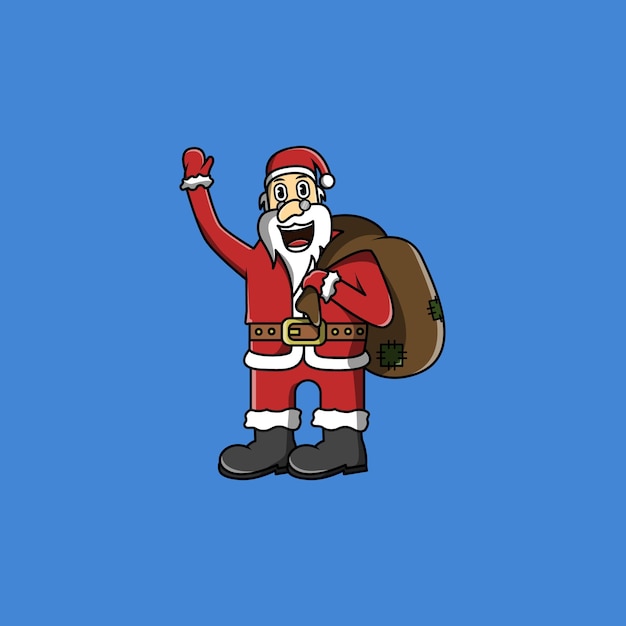 Cheerful Backpacking Santa Waving in Festive Attire | Jiffy Designs