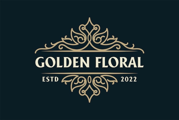 Elegant Golden Floral Emblem with Vintage Flourishes | Jiffy Designs
