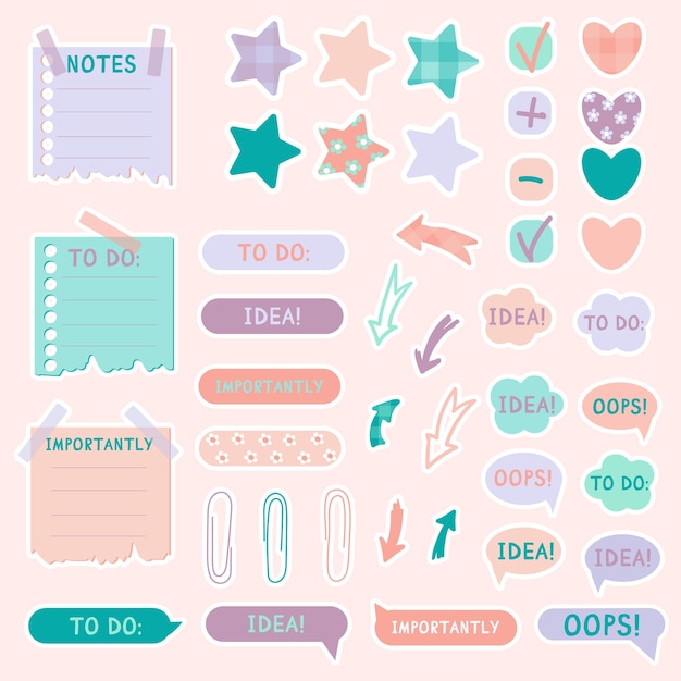 Vibrant Pastel Doodle Stickers with Motivational Notes | Jiffy Designs
