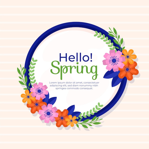 Vibrant Spring Floral Wreath with Greeting Text | Jiffy Designs