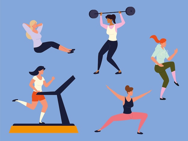 Dynamic Fitness Figures Engaging in Diverse Workout Activities | Jiffy ...