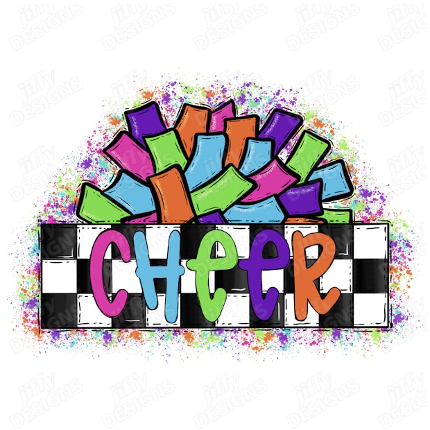 'Cheer' Vibrant Geometric Typography with Colorful Confetti Explosion ...