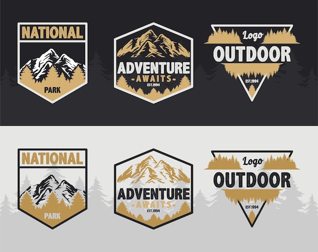 Versatile Outdoor Adventure Emblems with Rustic Mountain Designs ...