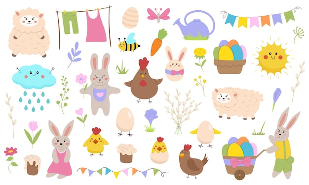 Delightful Spring Creatures and Nature Elements Illustration Collection ...