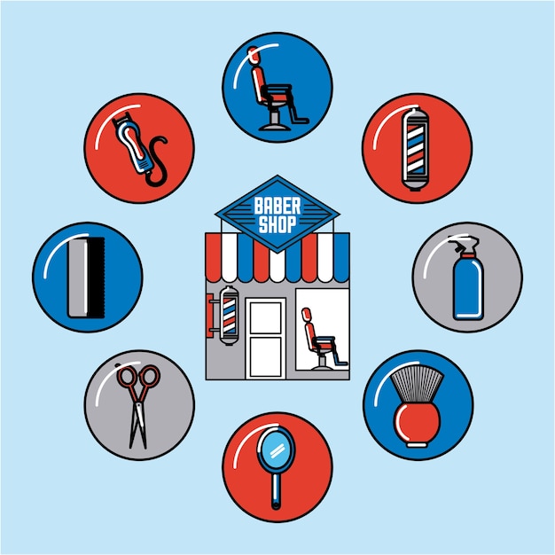 Retro Barber Shop Icons and Illustration Collection | Jiffy Designs